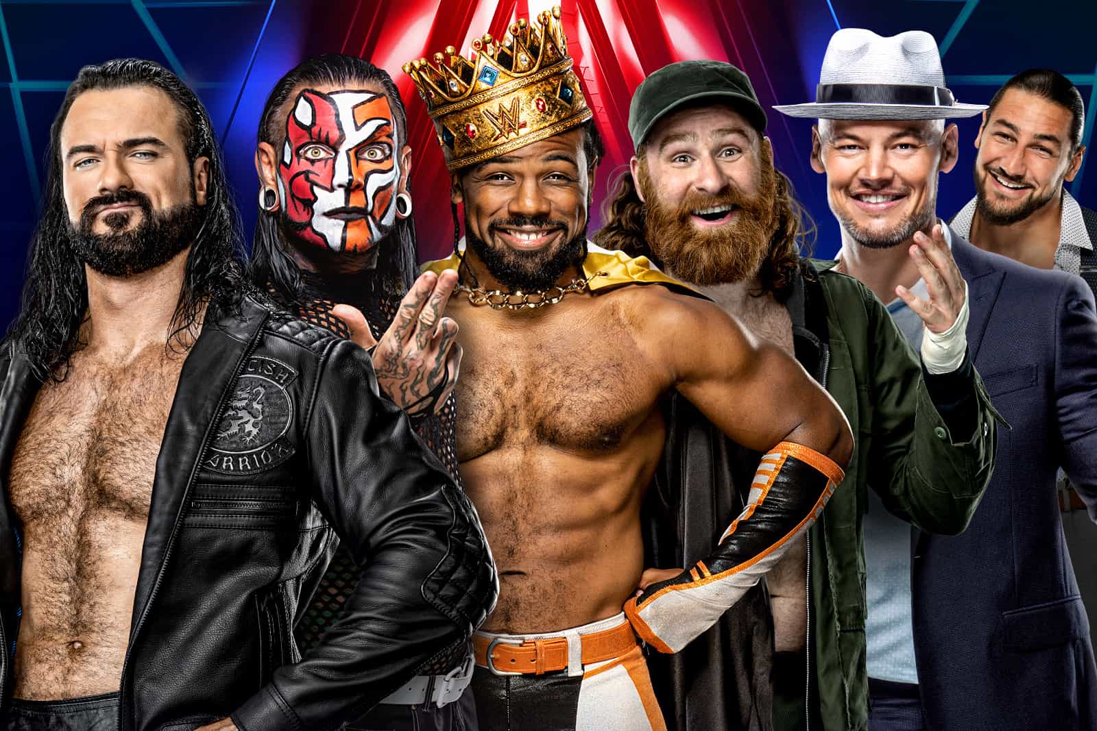 Drew McIntyre, Jeff Hardy, Xavier Woods, Sami Zayn and Happy Corbin with Madcap Moss make up the men's SmackDown Survivor Series team