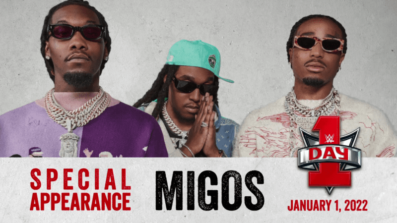 Migos will make a special appearance at WWE's Day 1 pay-per-view event on January 1, 2022.