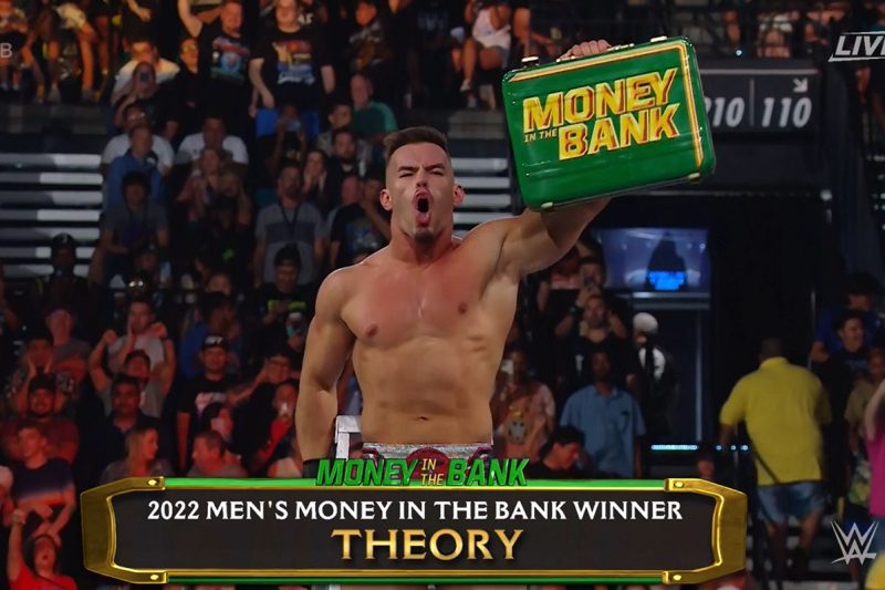 THEORY WINS 2022 MEN'S MONEY IN THE BANK MATCH WWE News, Photos