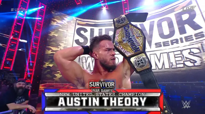 Austin Theory is the new WWE United States Championship after defeating Seth Rollins & Bobby Lashley at tonight's Survivor Series WarGames.