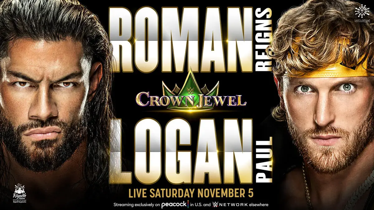 Roman Reigns vs Logan Paul at Crown Jewel on November 5, 2022